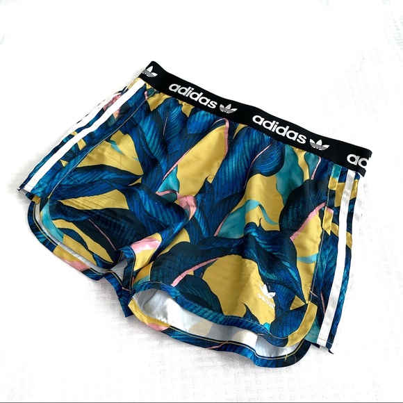 adidas Pants - Adidas women’s shorts blue yellow tropical small